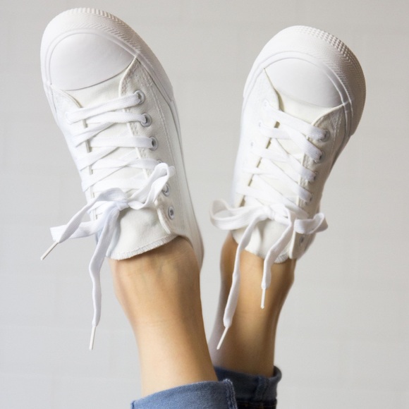 rubi Shoes - Rubi Classic White Canvas Platform Sneakers